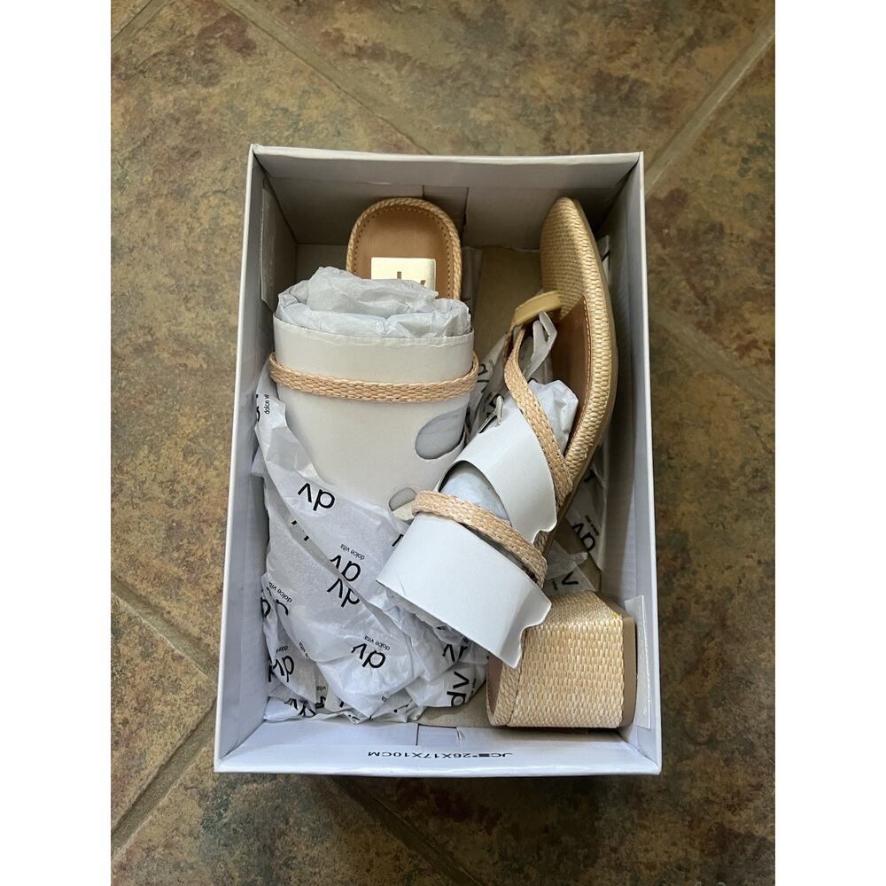 NEW dv dolce vita | lumena strappy slide block-heel sandals | size 8 | raffia - Picture 7 of 8